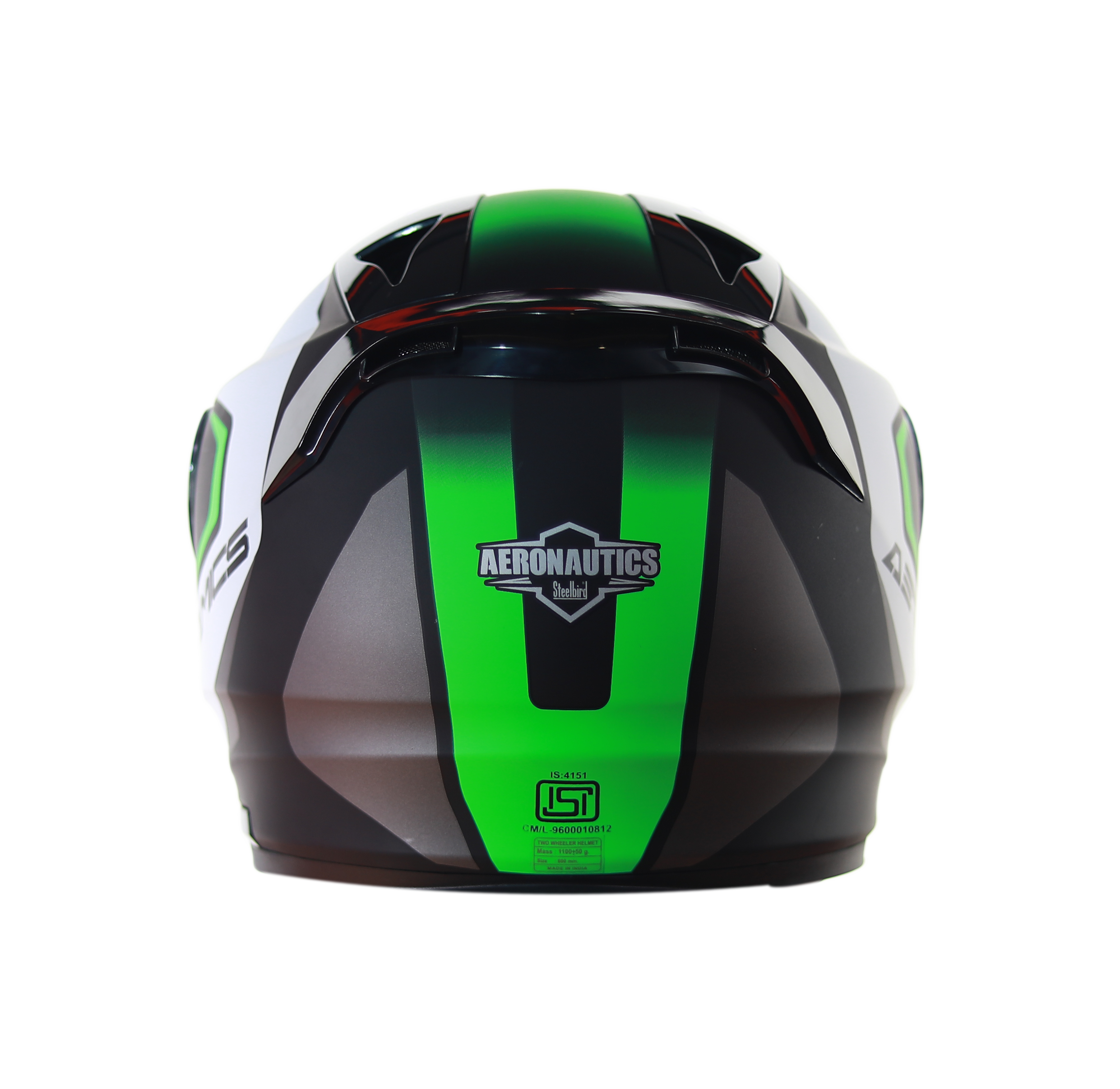 SA-1 Aerodynamics Mat Black With Green(Fitted With Clear Visor Extra Rainbow Chrome Visor Free)
